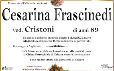 Cesarina Frascinedi – ved. Cristoni di anni 89