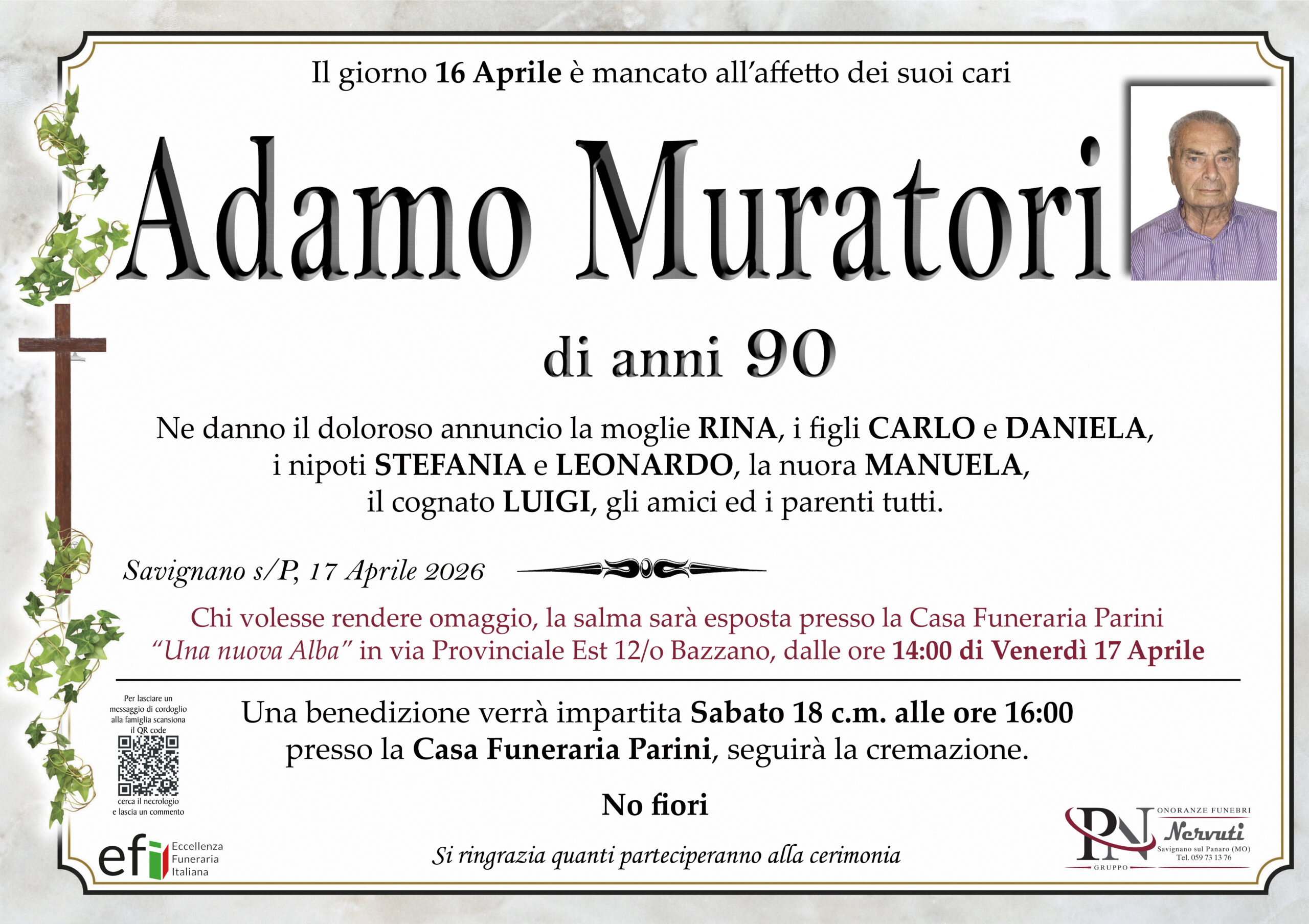 Muratori Adamo – necrologio