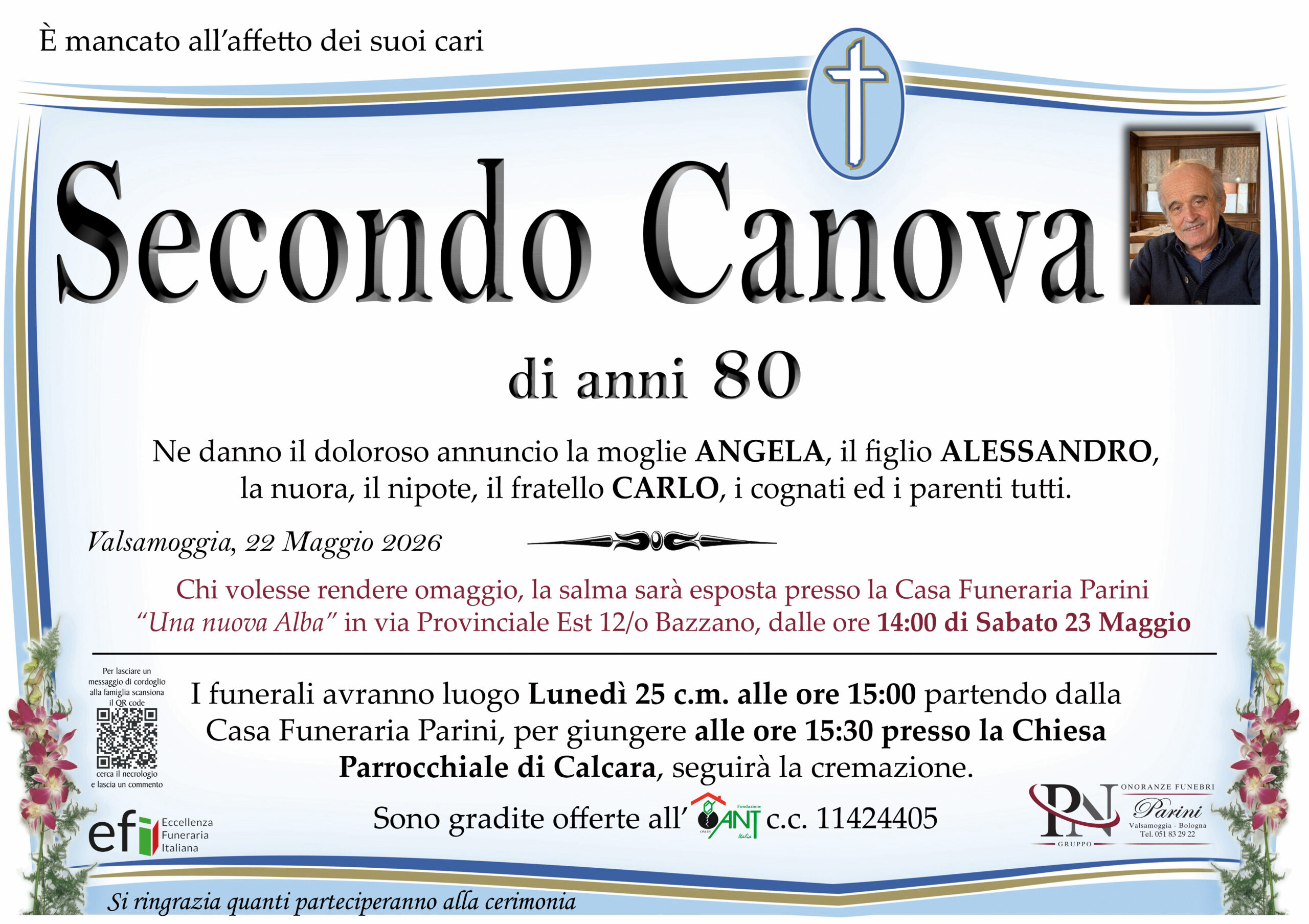 Secondo Canova – necrologio
