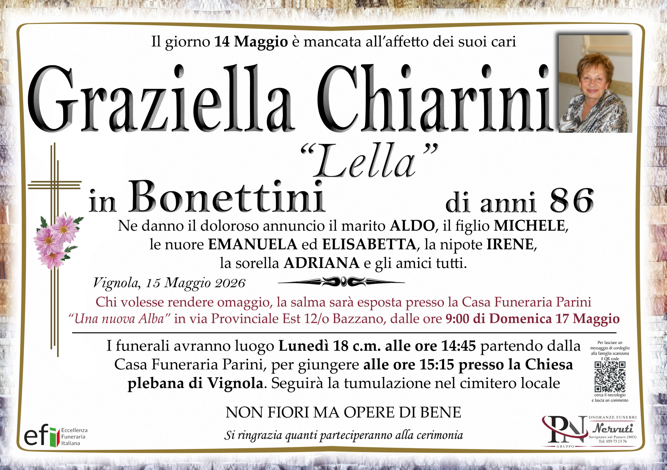 Graziella Chiarini – necrologio