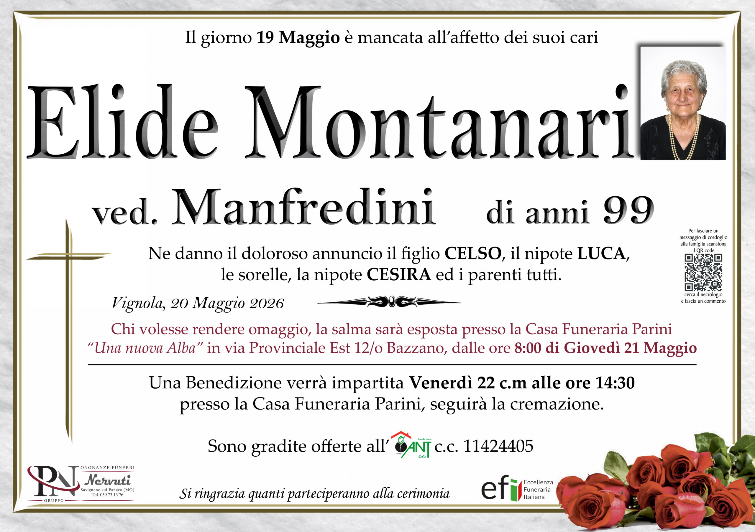 Elide Montanari – necrologio