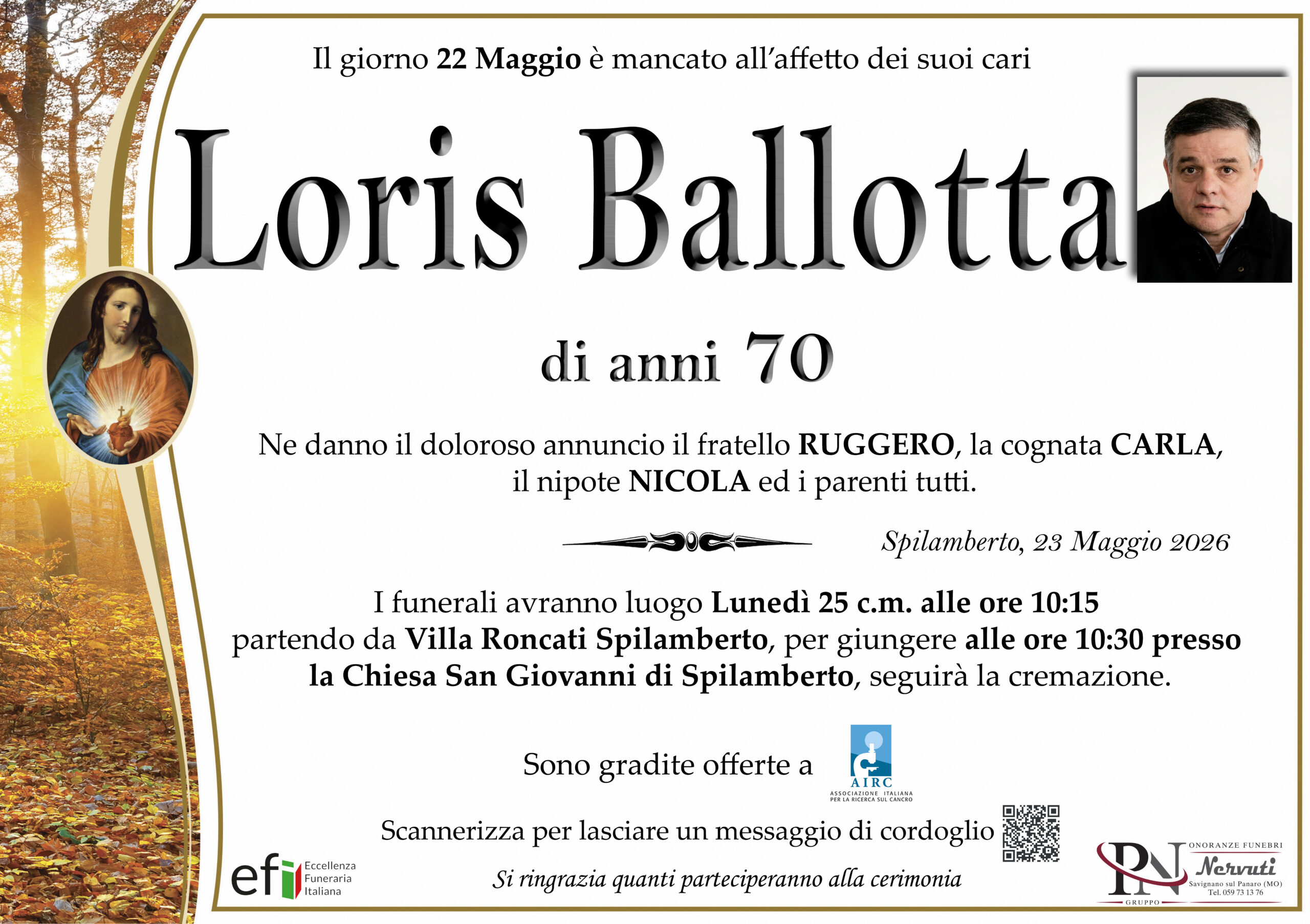 Loris Ballotta – necrologio