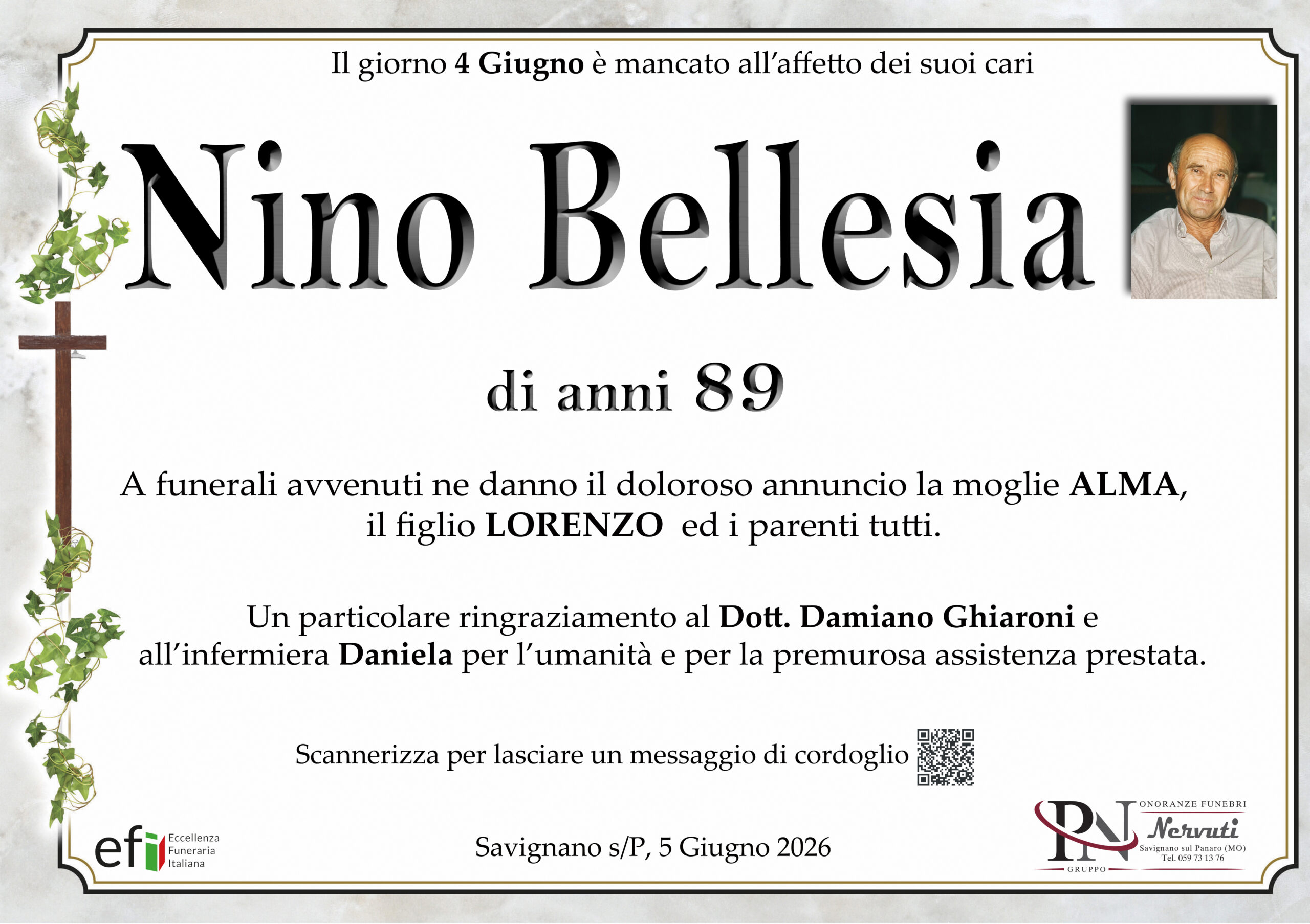 Nino Bellesia – necrologio