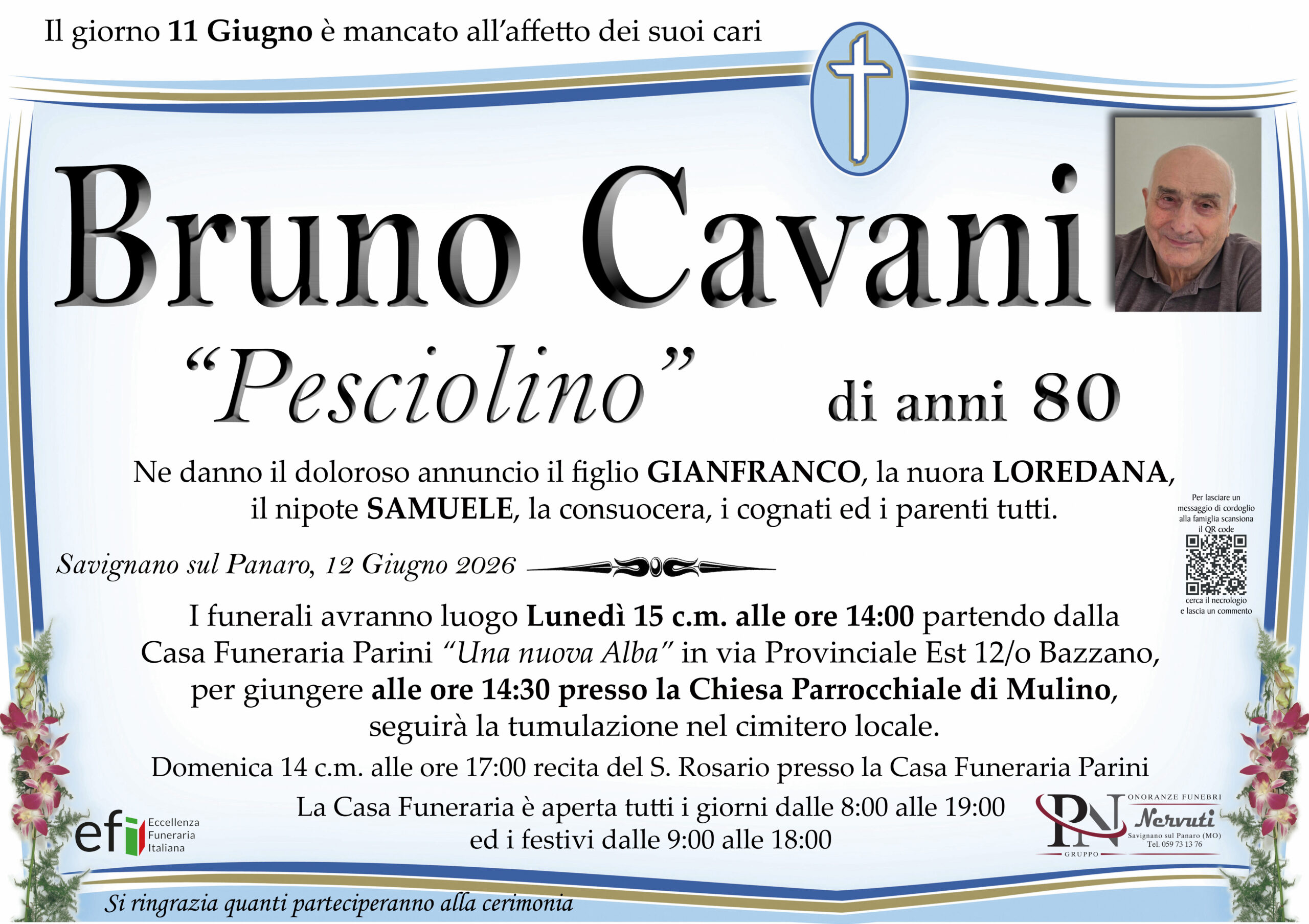 Bruno Cavani – necrologio