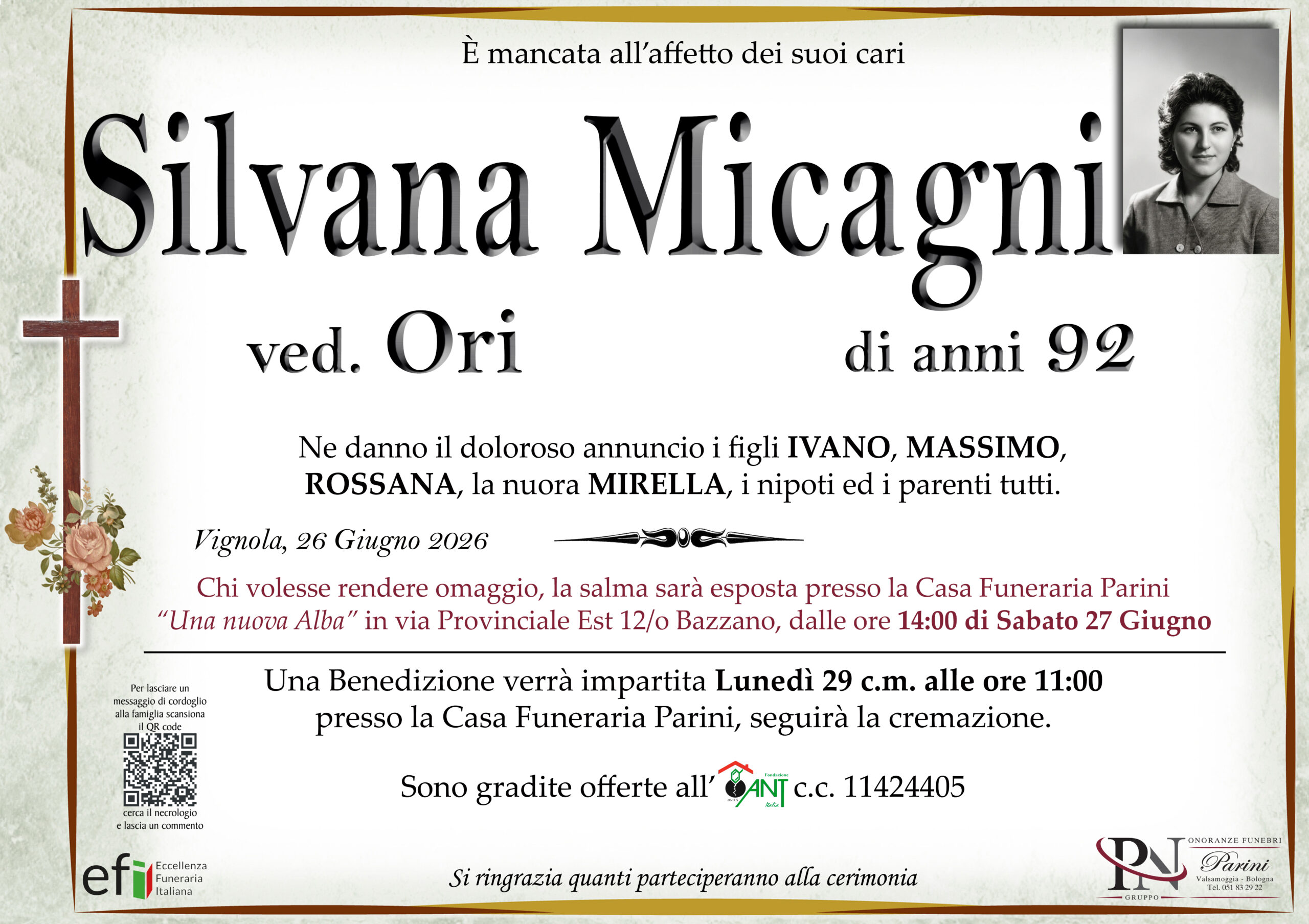 Silvana Micagni – necrologio