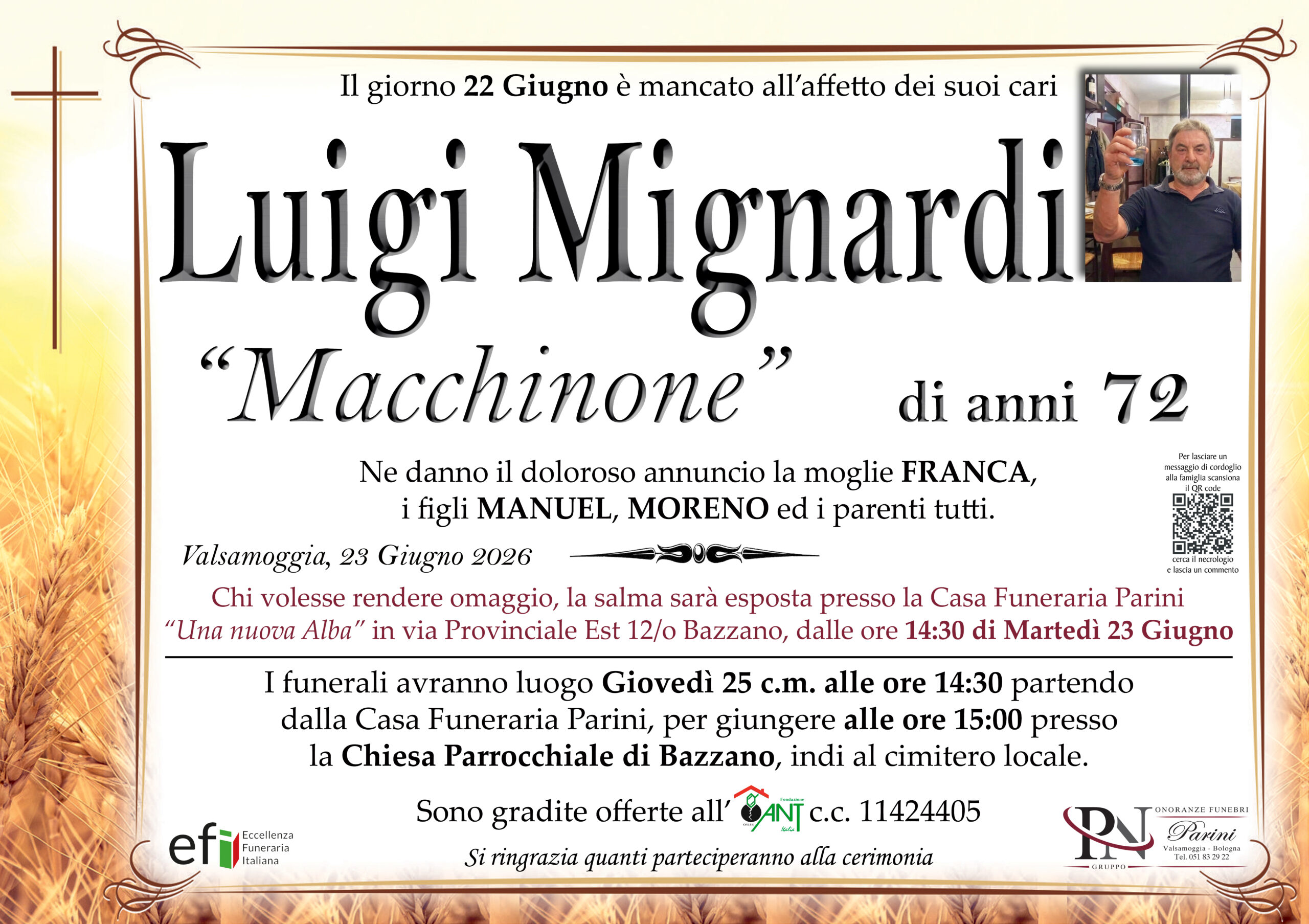 Mignardi Luigi – necrologio
