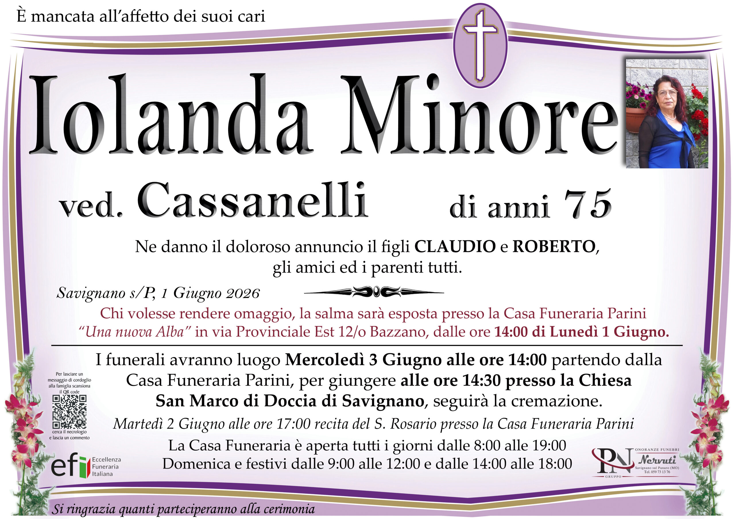 Iolanda Minore – necrologio