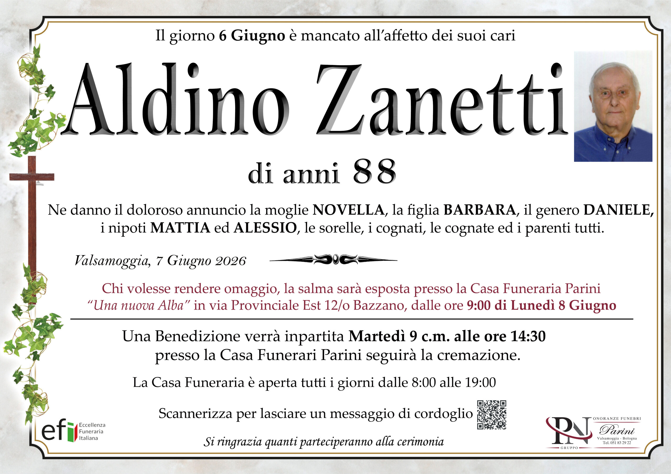 Aldino Zanetti – necrologio