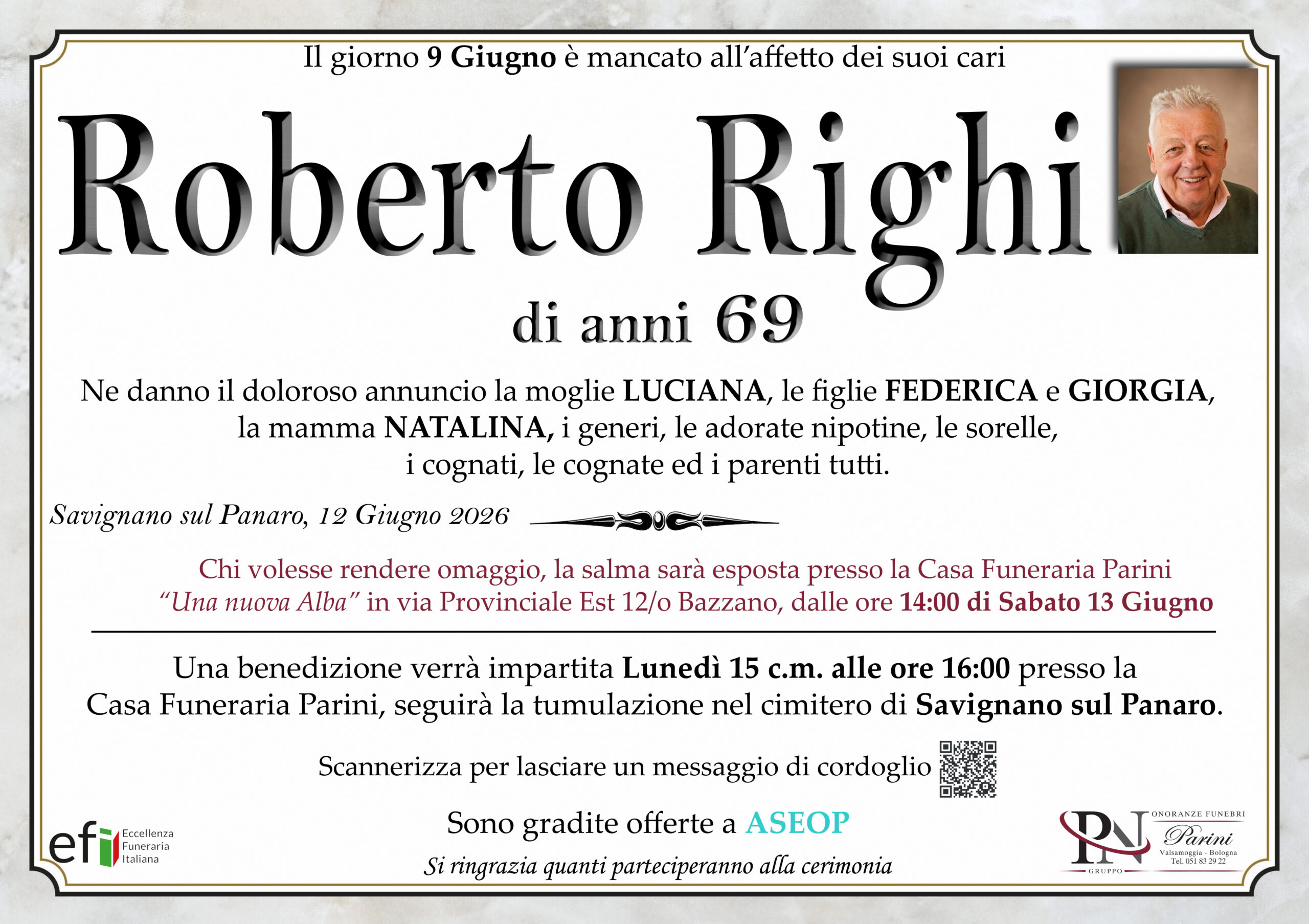 Roberto Righi – necrologio