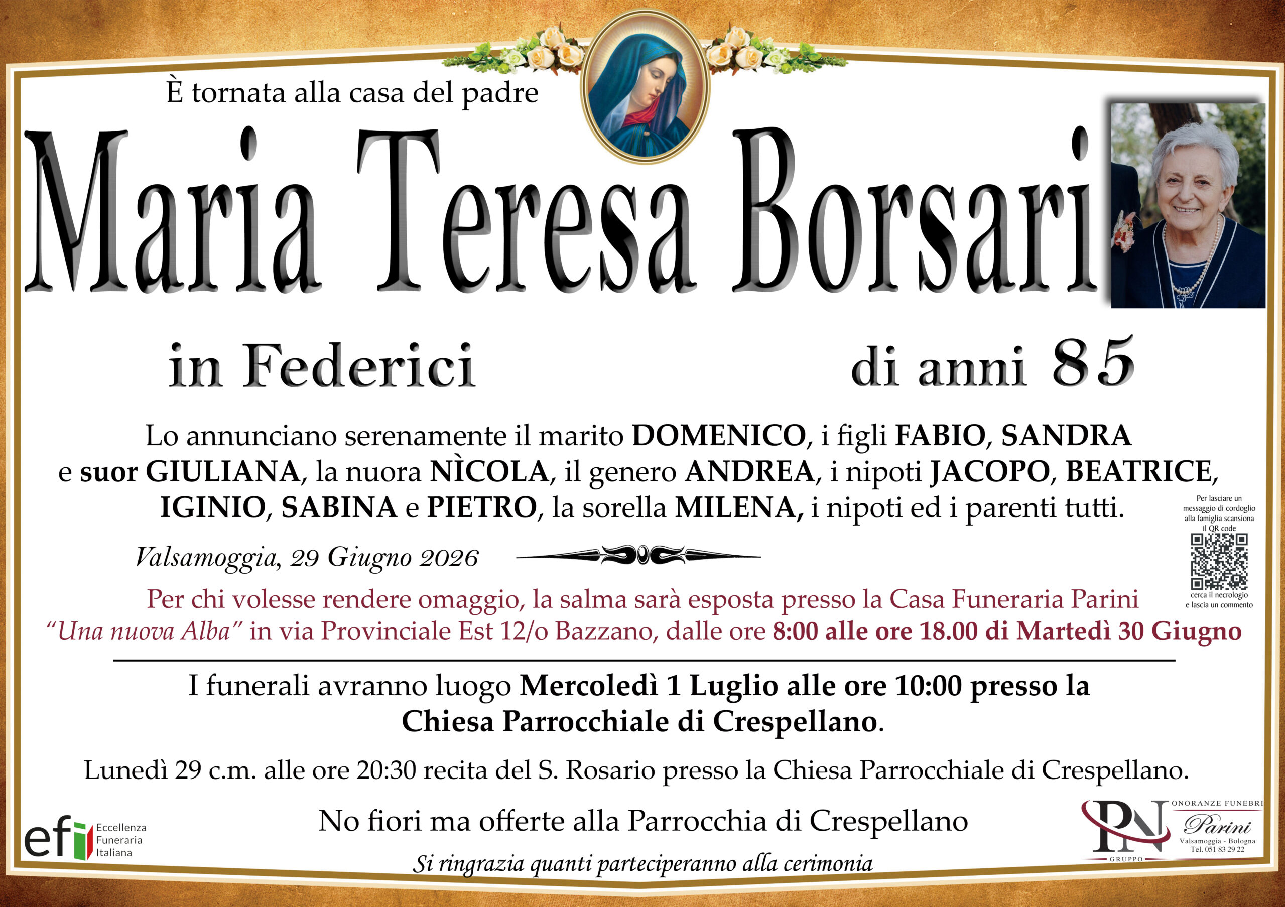 Maria Teresa Borsari – necrologio