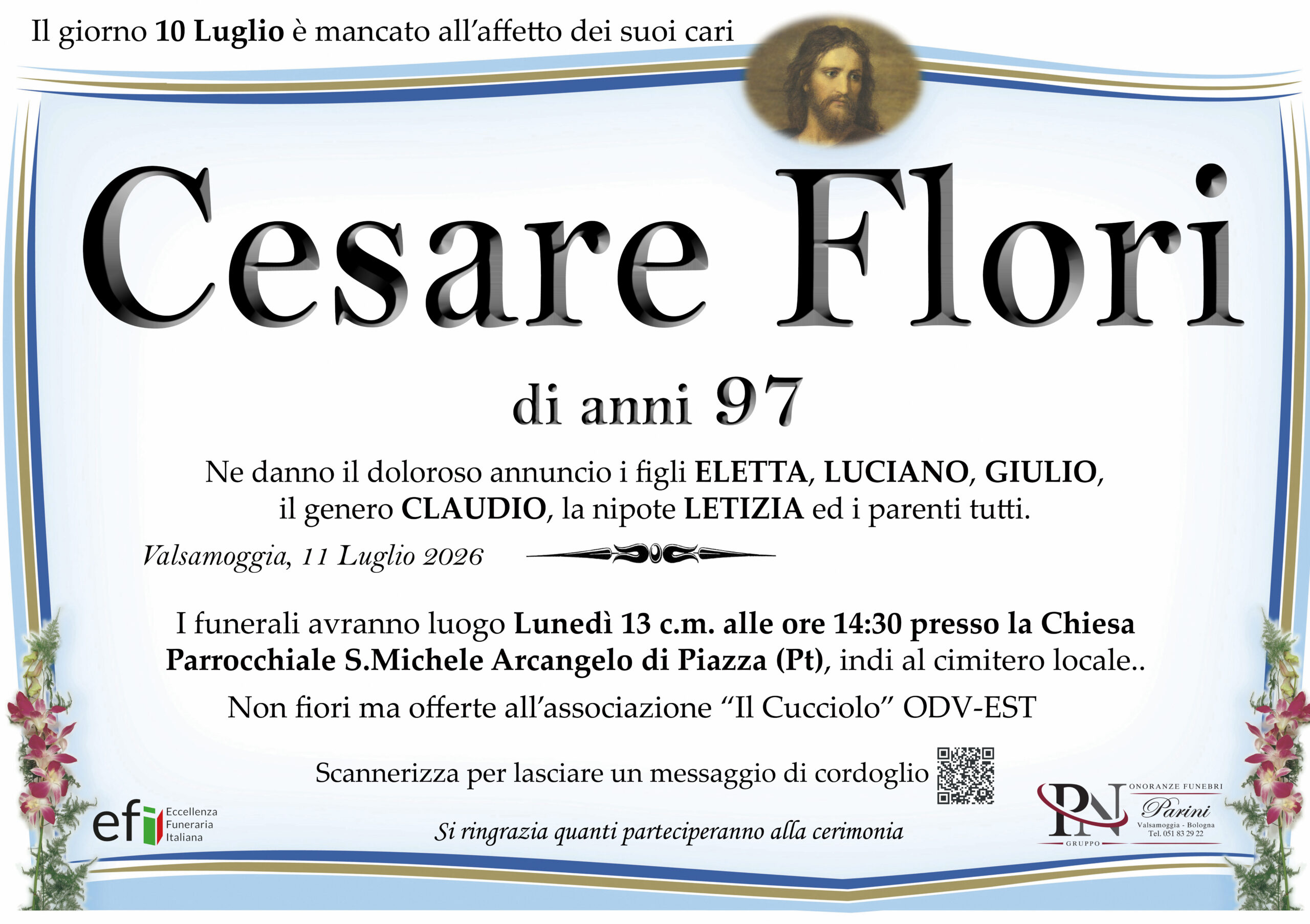 Cesare Flori – necrologio
