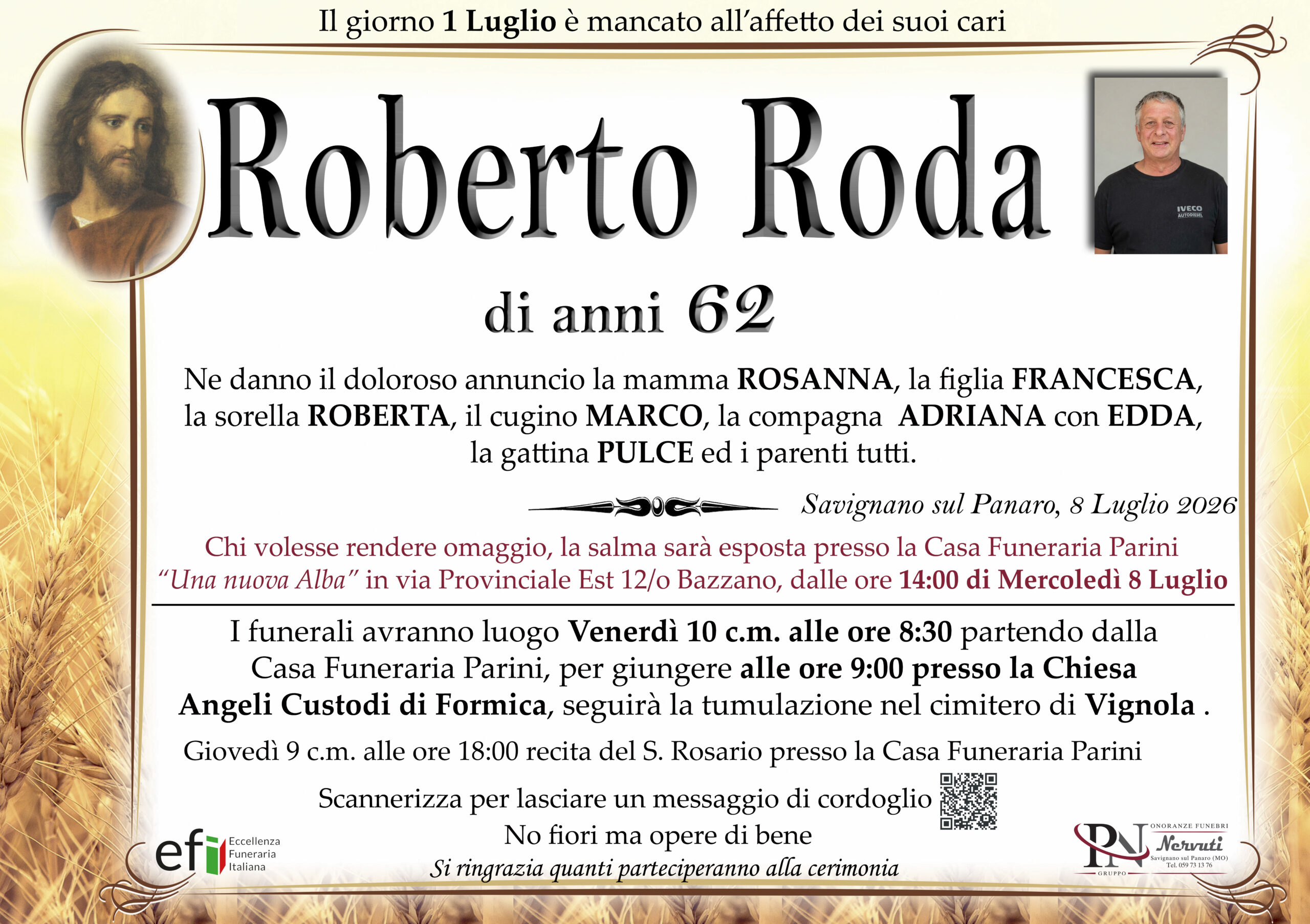Roda Roberto – necrologio