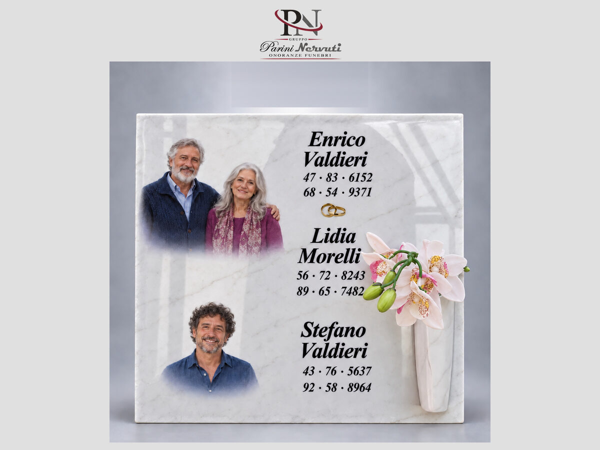 Lapide per ossario in marmo con accessori coordinati, realizzazione 7 di 13