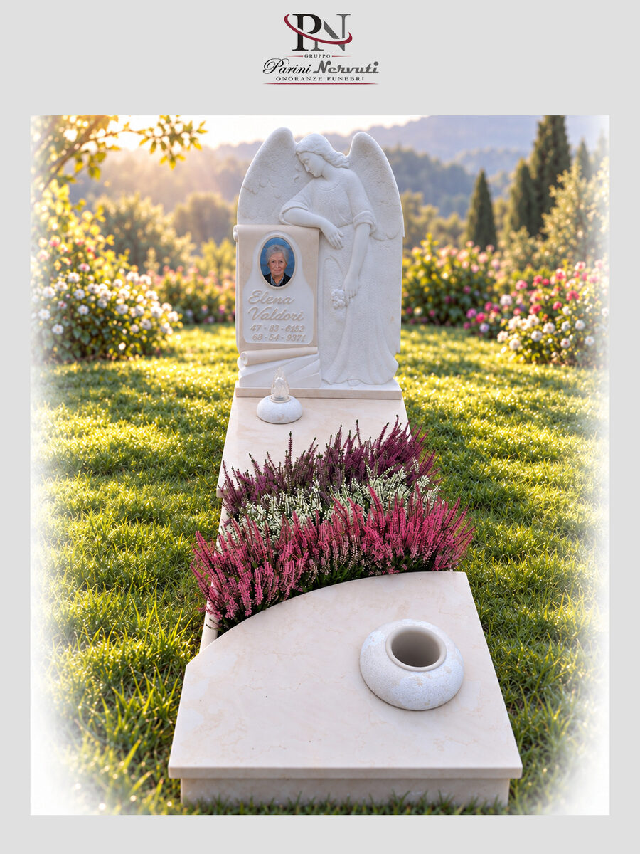 Tomba da terra in marmo o granito con monumento personalizzato, realizzazione 4 di 18