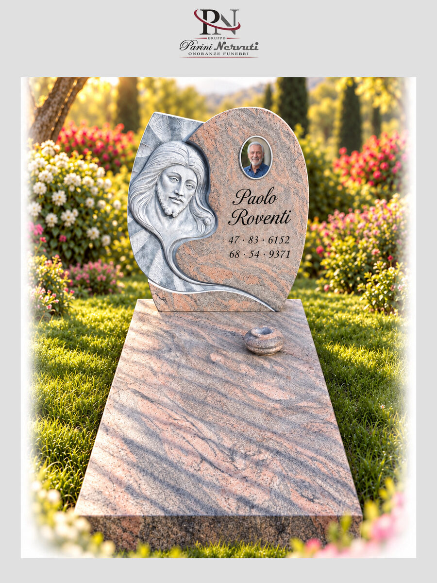 Tomba da terra in marmo o granito con monumento personalizzato, realizzazione 6 di 18