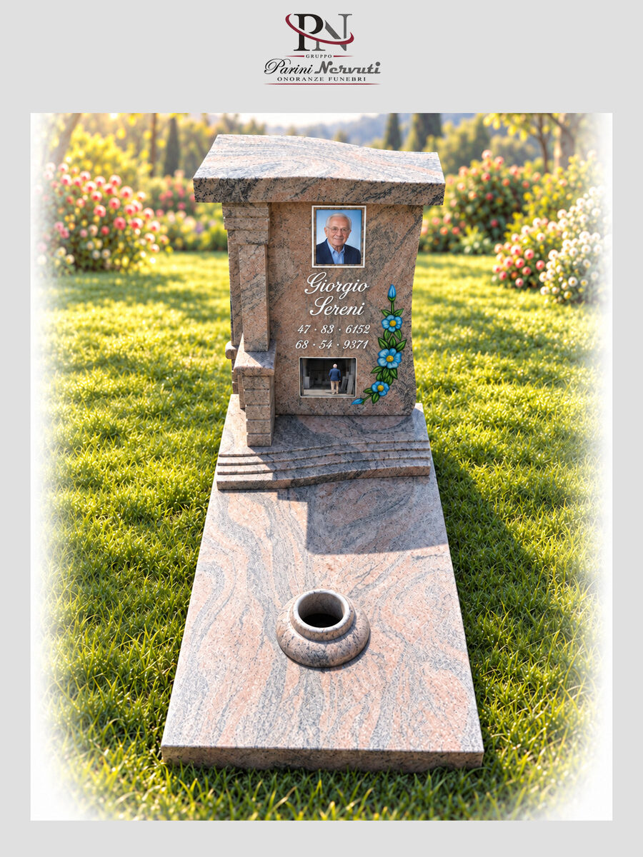 Tomba da terra in marmo o granito con monumento personalizzato, realizzazione 7 di 18