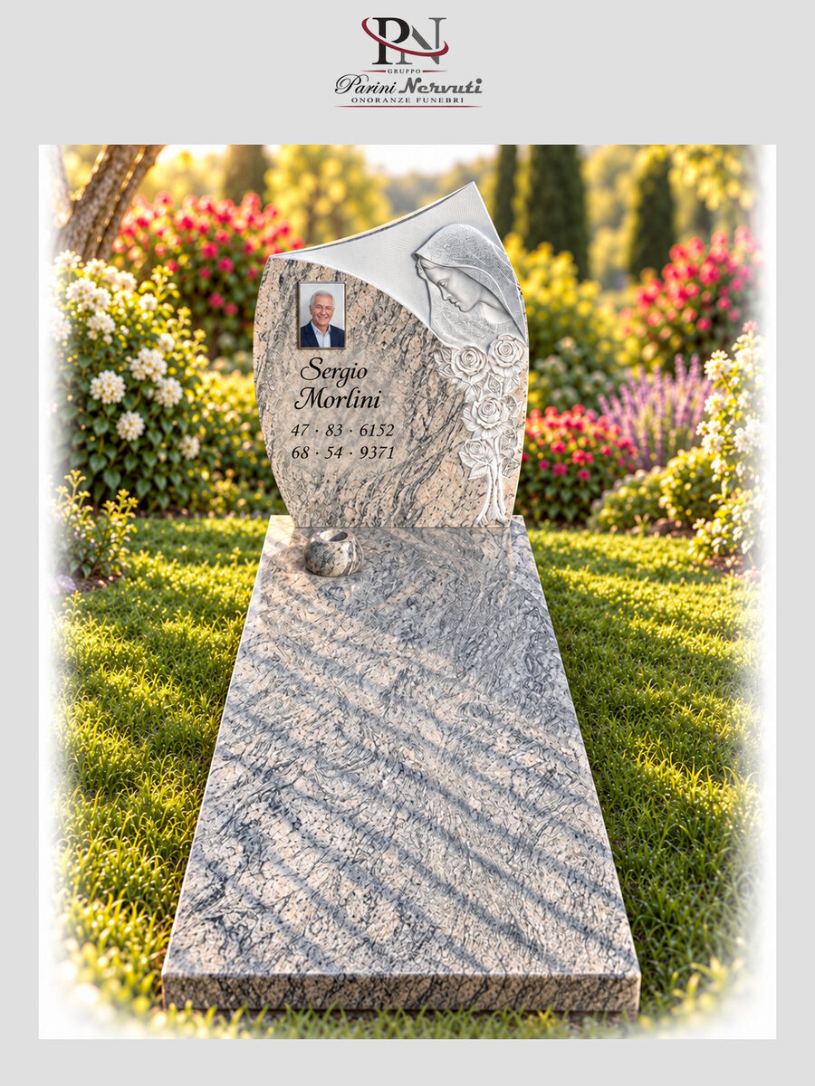 Tomba da terra in marmo o granito con monumento personalizzato, realizzazione 12 di 18